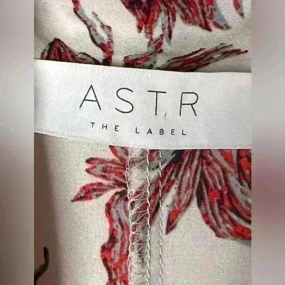 ASTR The Label Long Sleeve Bow Neck Lightweight Sheer Floral Blouse Size Medium - Picture 3 of 10